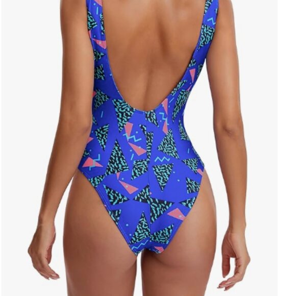 MIAIULIA Women's Retro 80s/90s Inspired High Cut Low Back Padding One Piece Swim - Picture 5 of 7